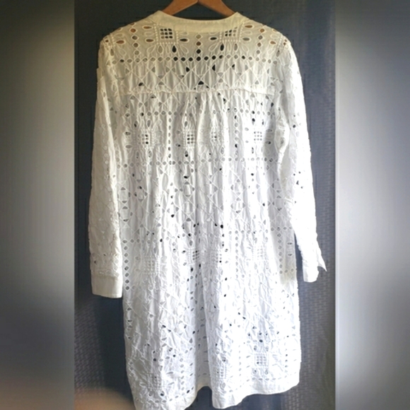 Anthropologie Maeve Geo Eyelet Shirtdress Size Medium - Picture 2 of 11